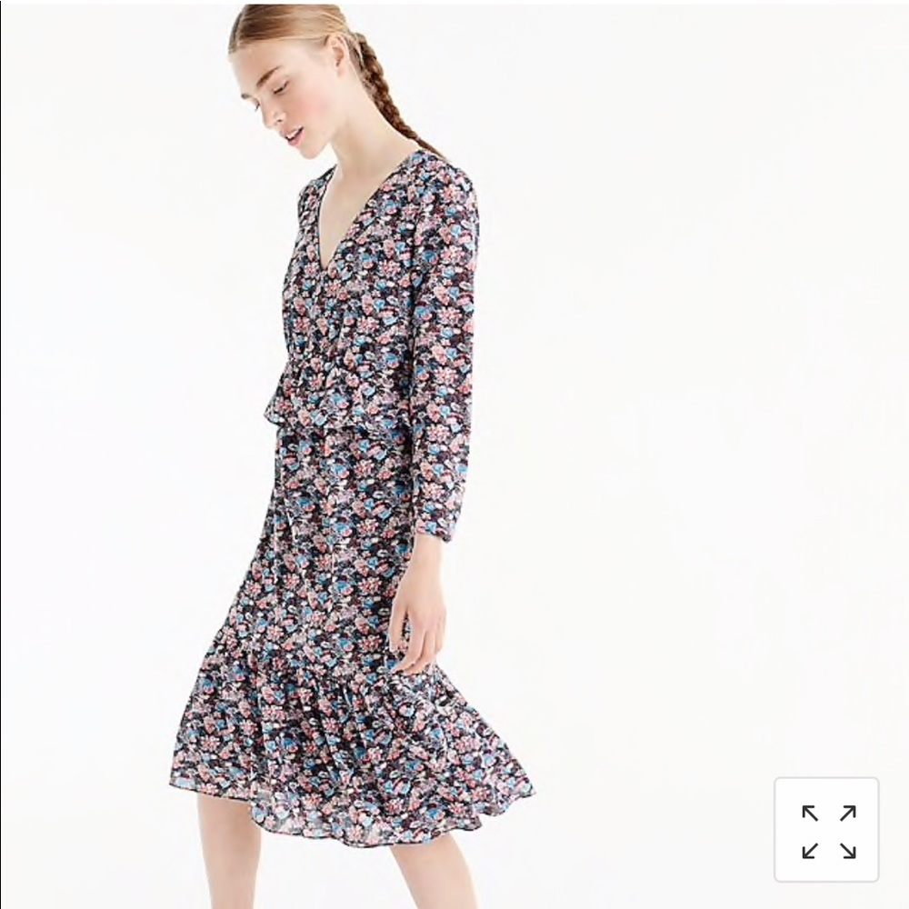 J Crew Ruffle-hem dress in paisley floral